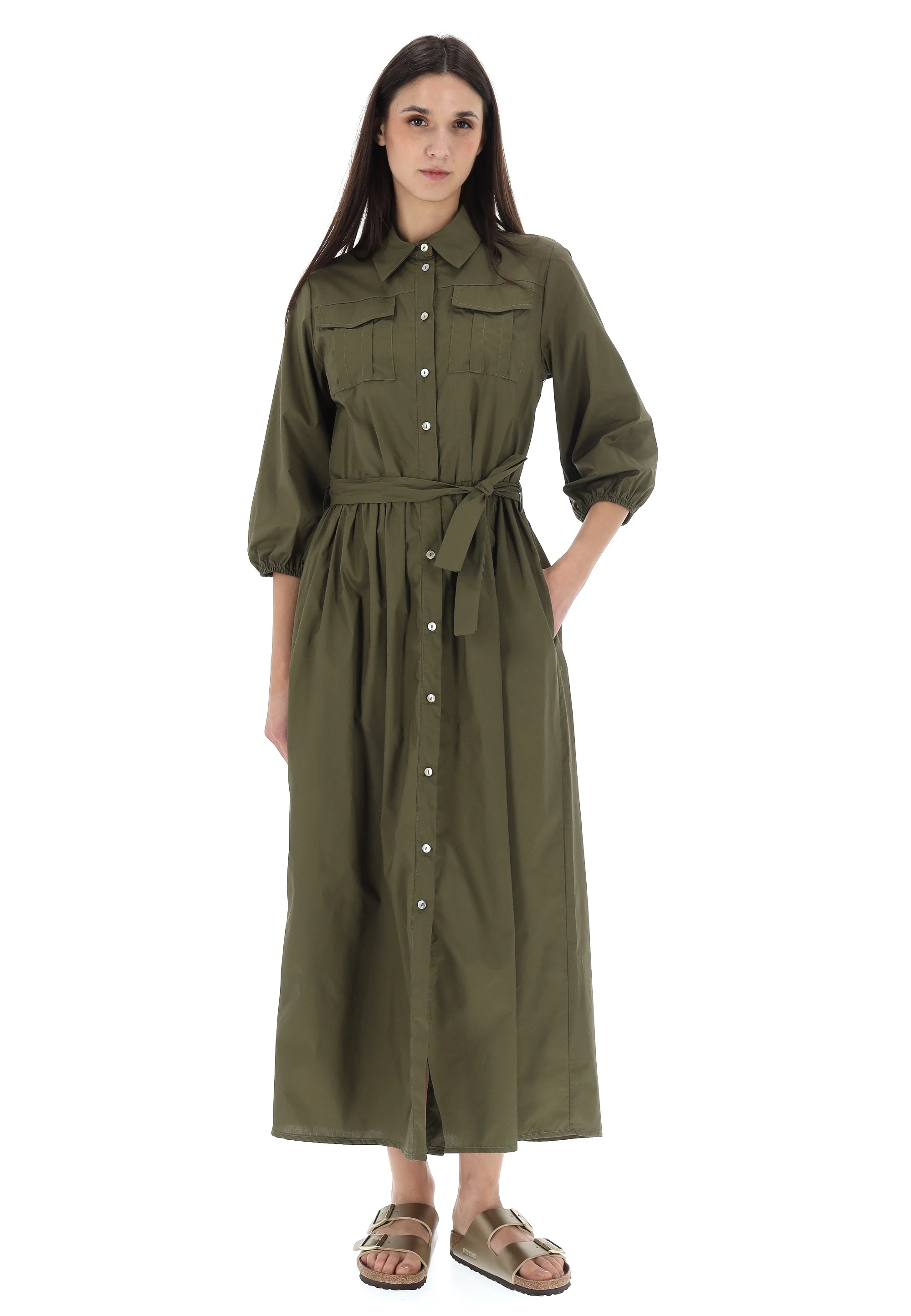 Abito chemisier in cotone con fusciacca Age donna